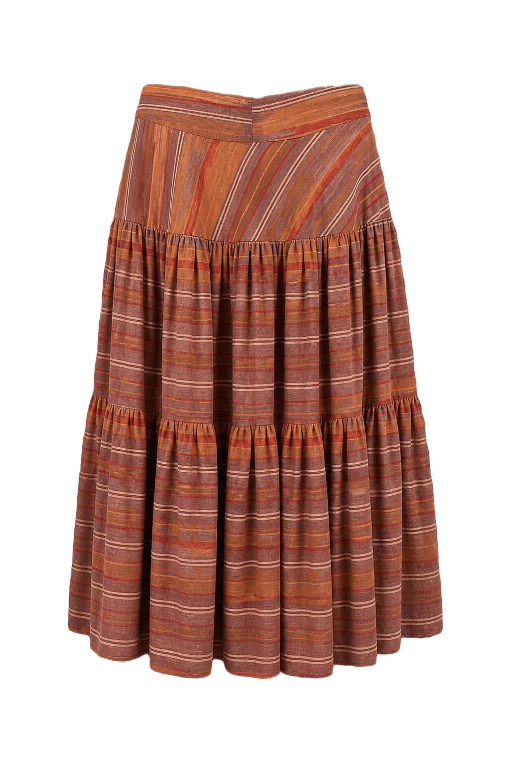 1970s Rust Orange Cotton Skirt - Back View