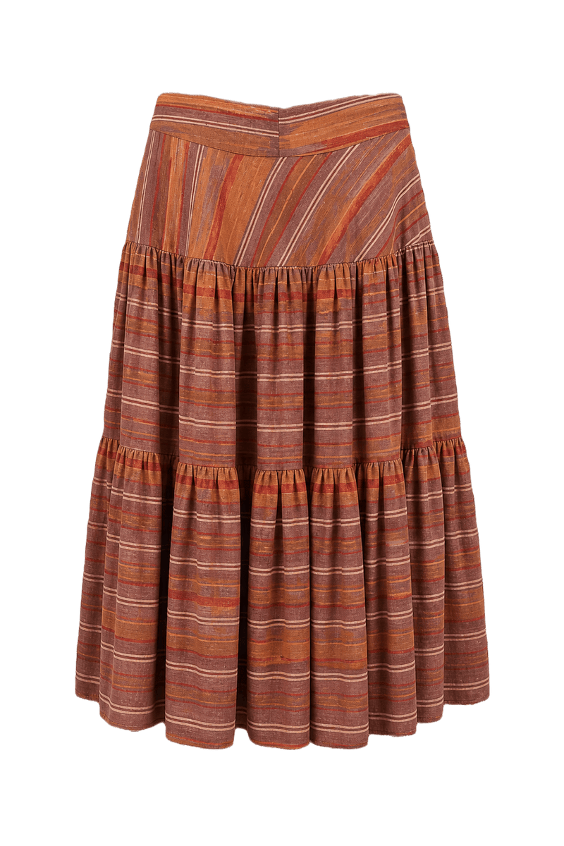1970s Rust Orange Cotton Skirt - Back View