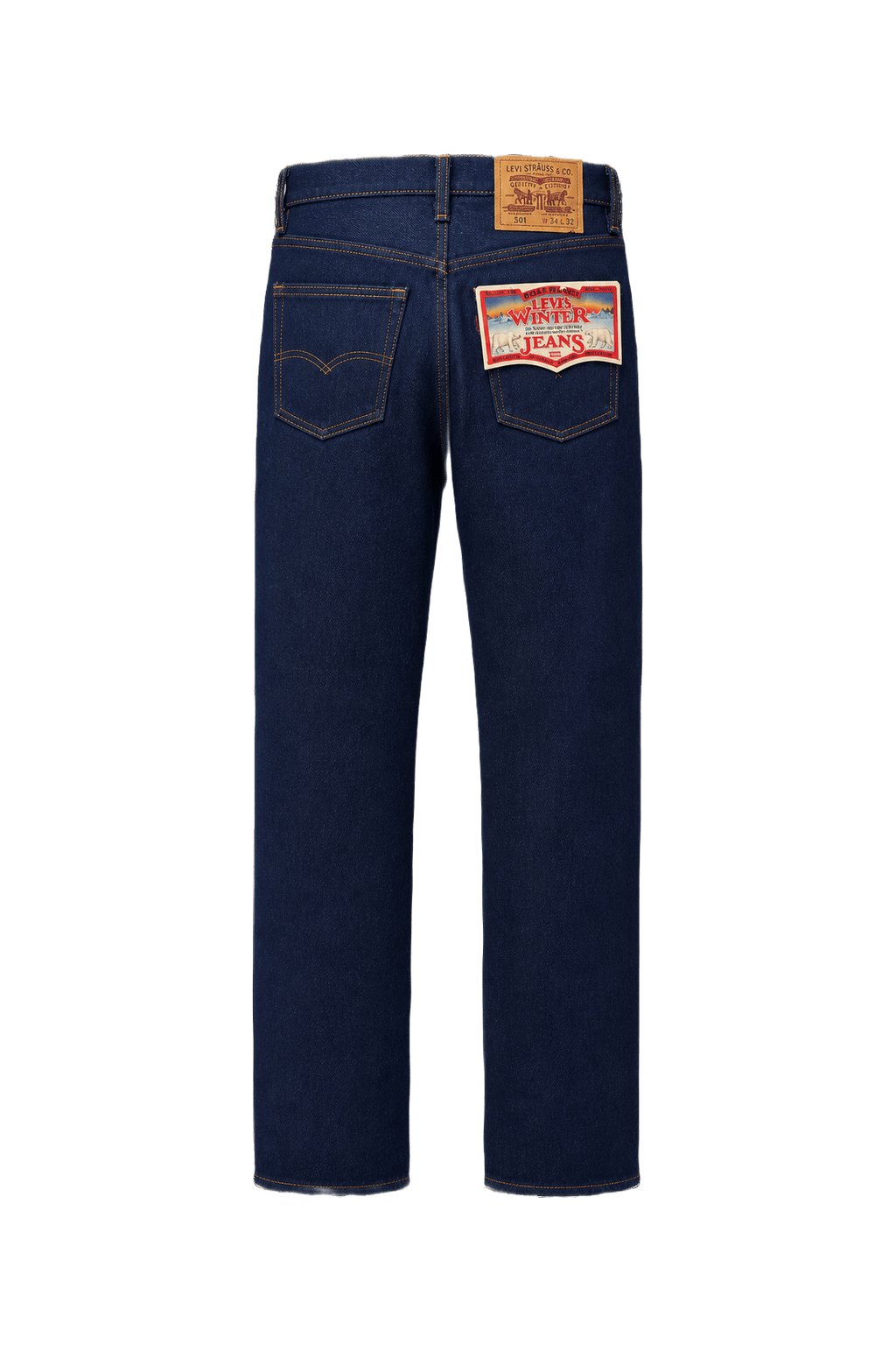 1970s Dark Blue Cotton Jeans - Back View