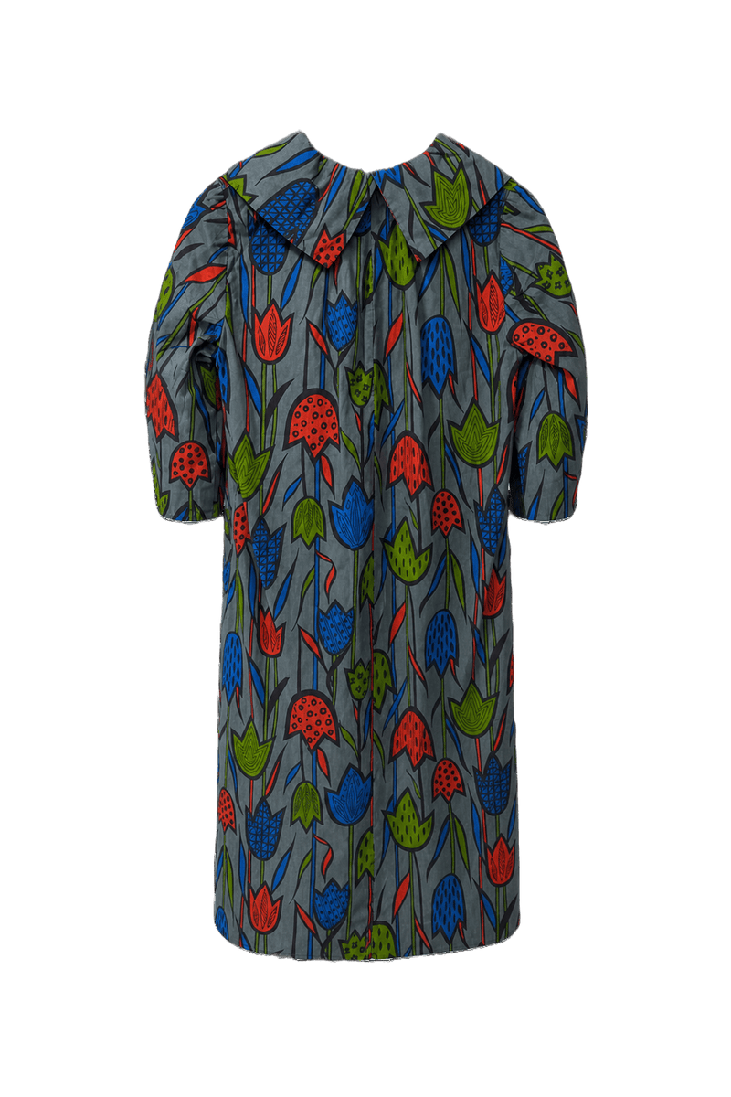 1960s Grey Cotton Shift Dress - Back View
