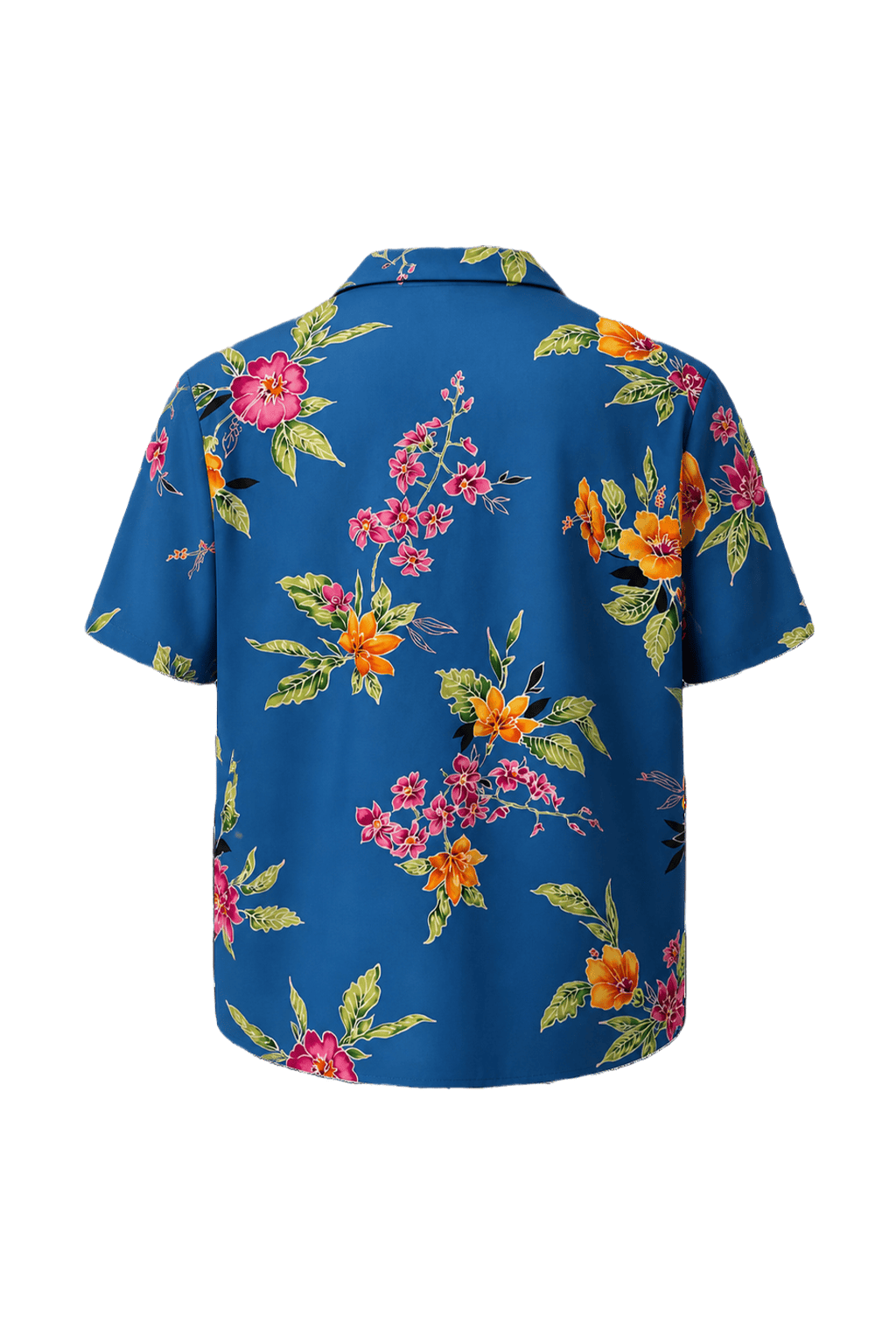 1980s Blue Cotton Hawaiian Shirt - Back View