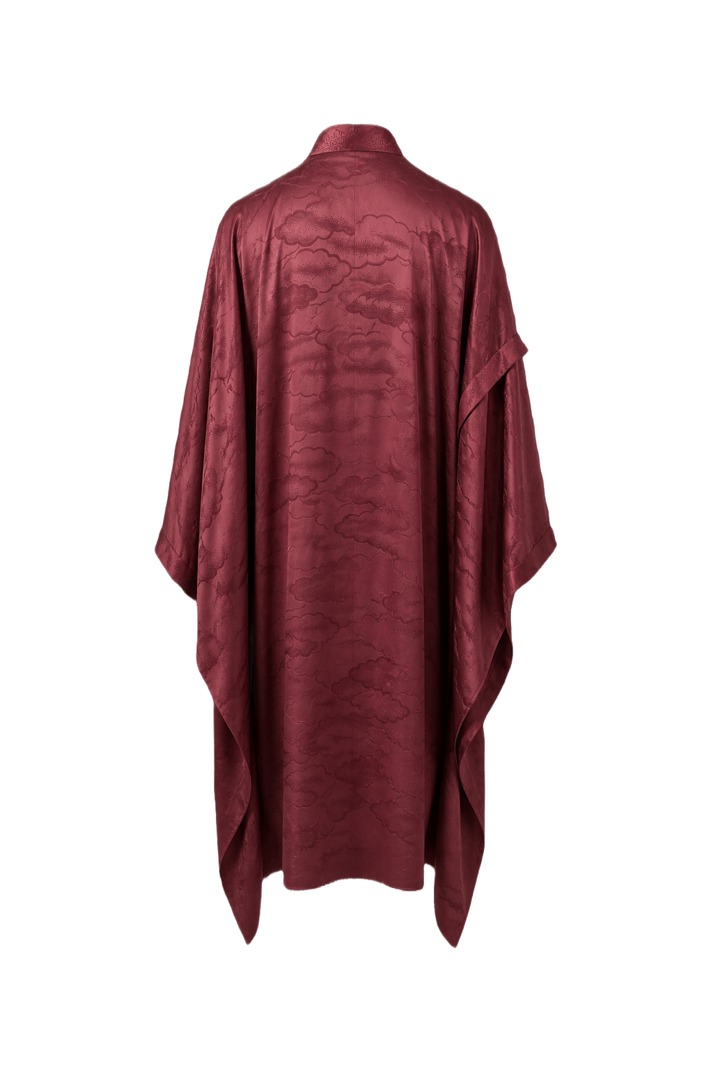 1950s Burgundy Satin Kimono - Back View