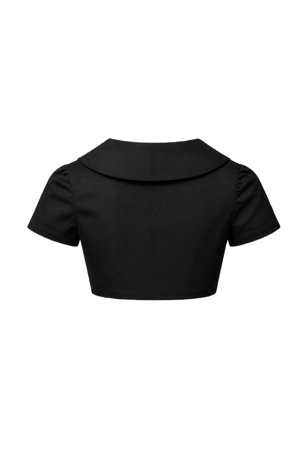 1970s Black Cotton Blouse - Back View