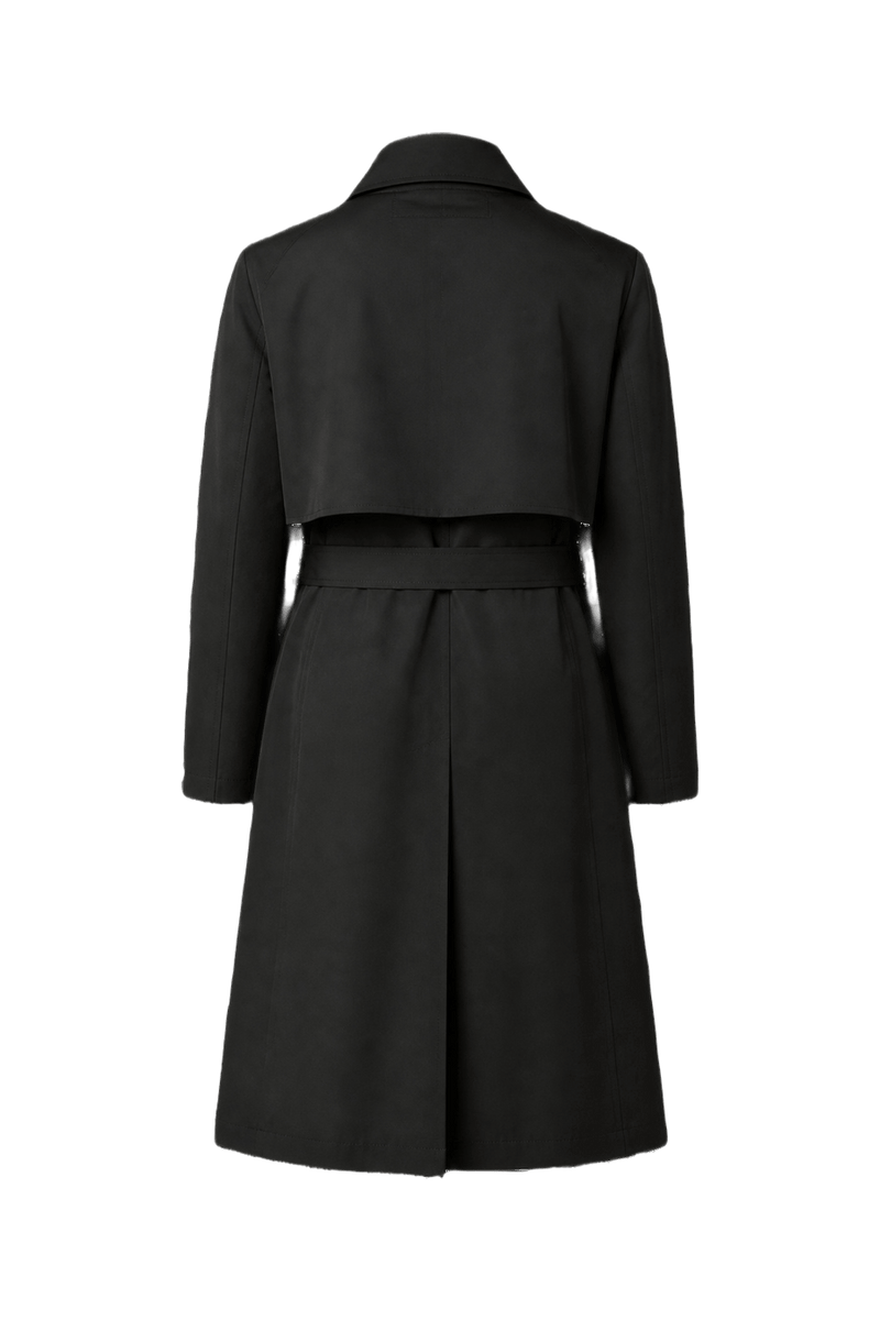 1990s Black Cotton Trench Coat - Back View