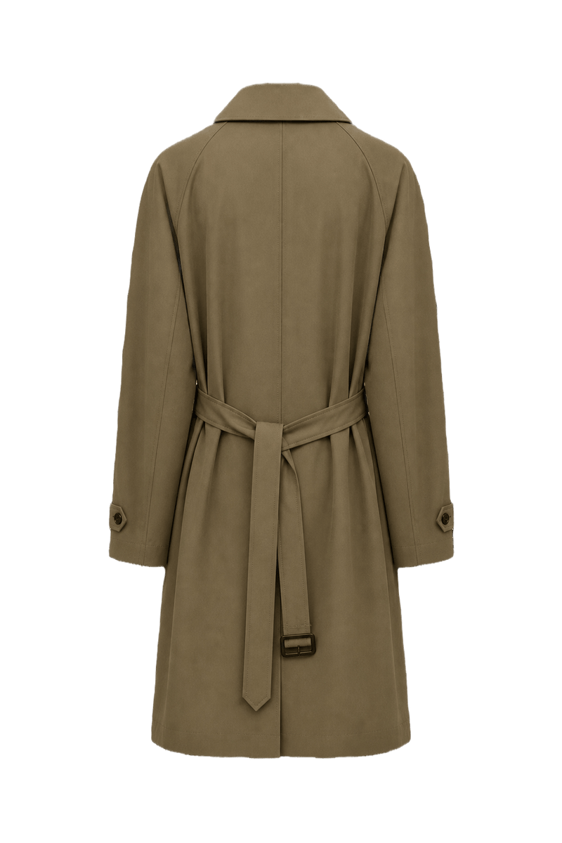 1980s Taupe Cotton Blend Trench Coat - Back View