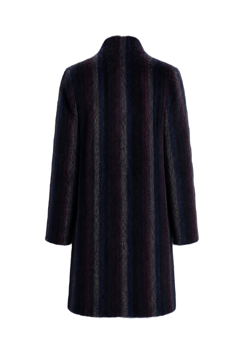 1980s Deep Navy Wool Blend Coat - Back View