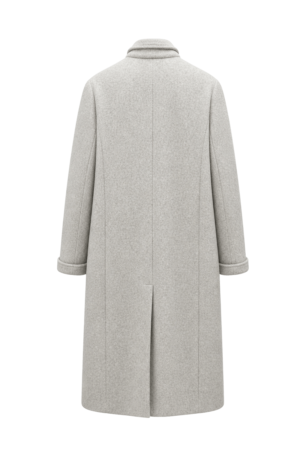 1990s Light Grey Wool Coat - Back View