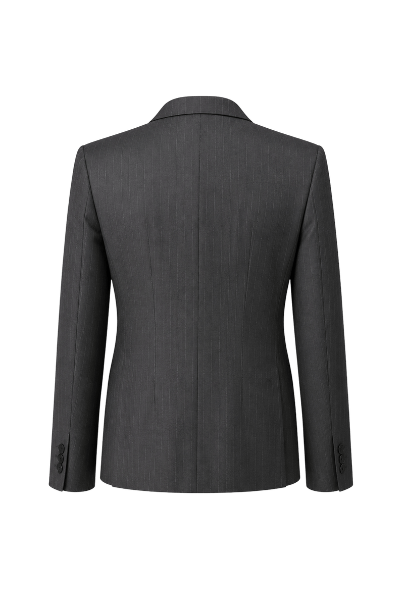 1990s Dark Gray Wool Blazer - Back View