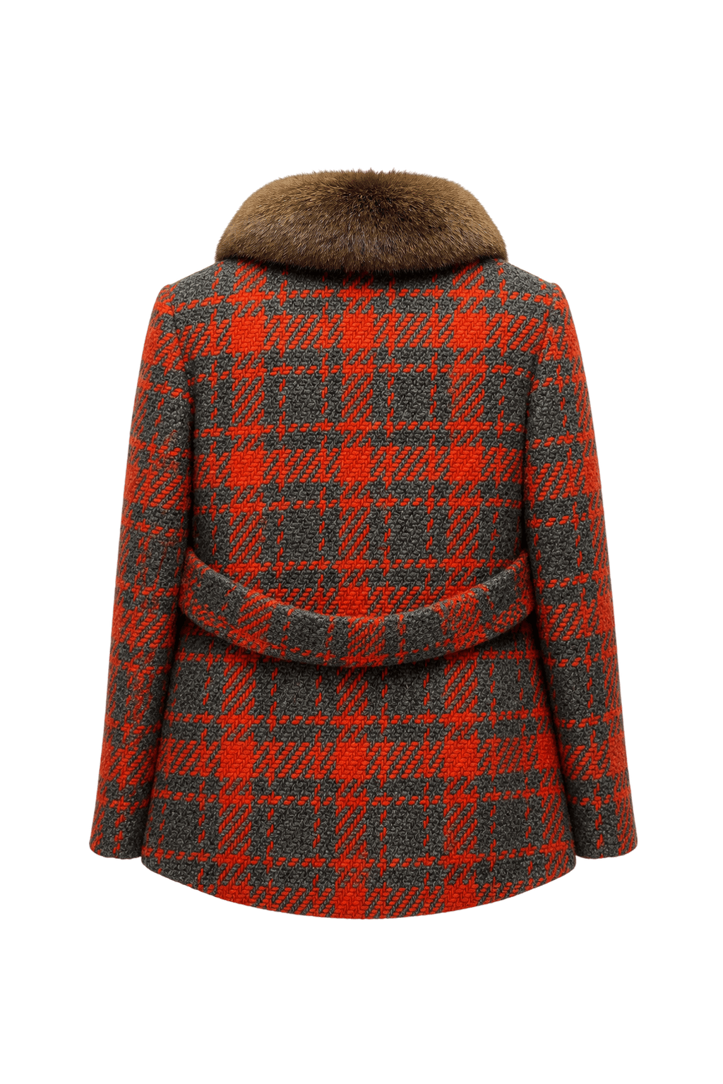 1960s Orange Wool Coat - Back View