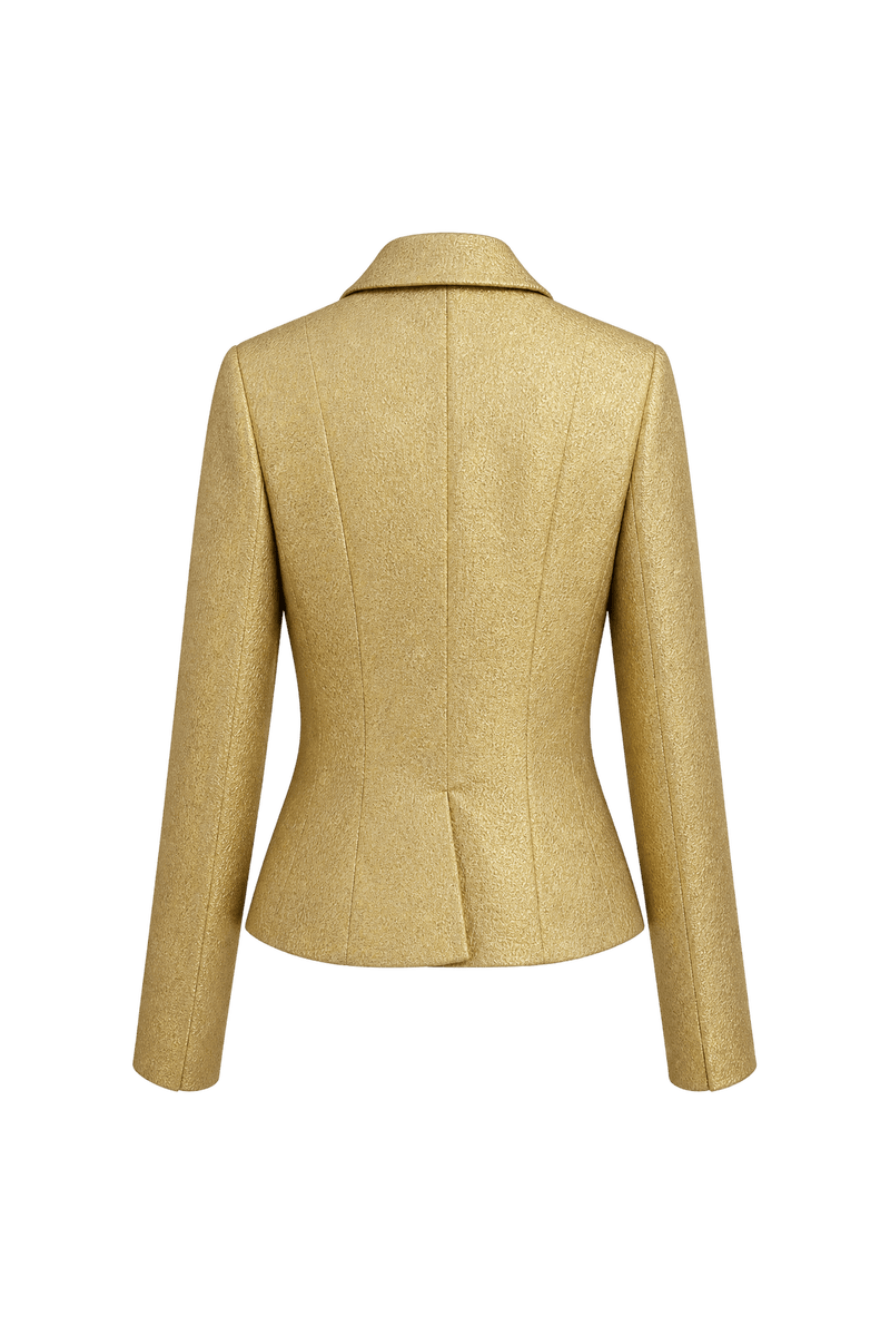 1980s Metallic Gold Brocade Blazer - Back View