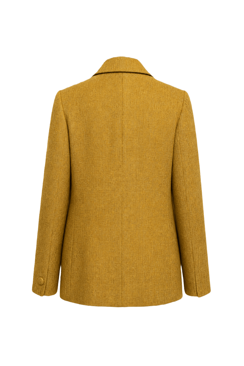 1990s Tan Wool Blend Blazer - Back View