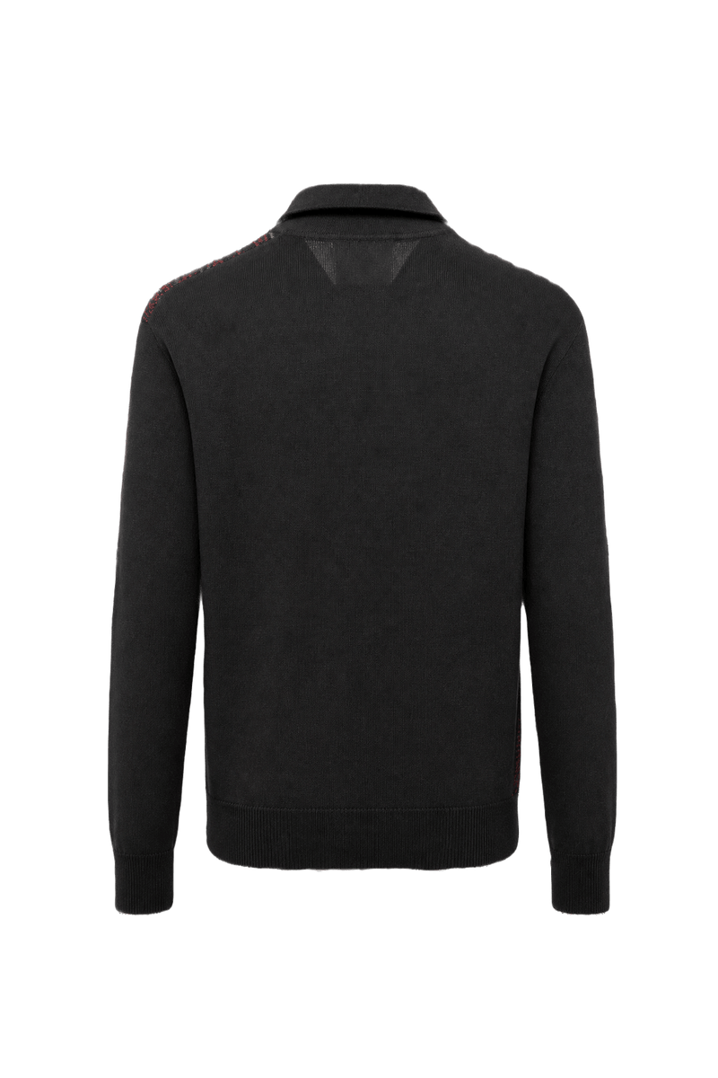 1990s Black Red Wool Blend Sweater - Back View