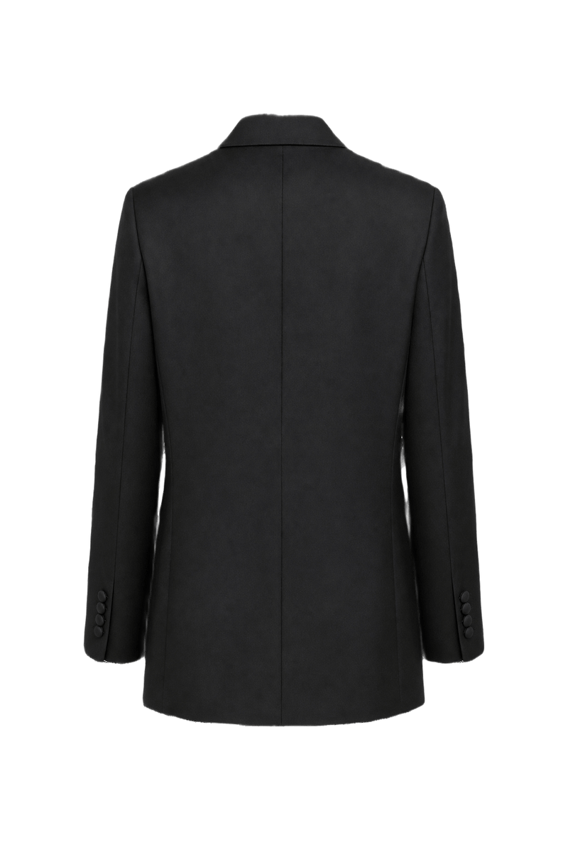 1980s Black Wool Blend Blazer - Back View