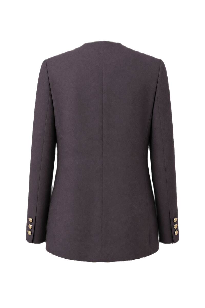 1980s Deep Plum Wool Blend Blazer - Back View