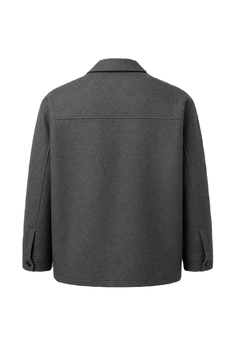 1990s Charcoal Grey Wool Blend Jacket - Back View