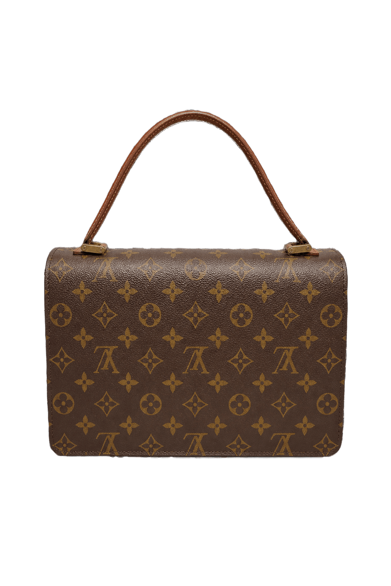 1980s Brown Leather Handbag - Back View