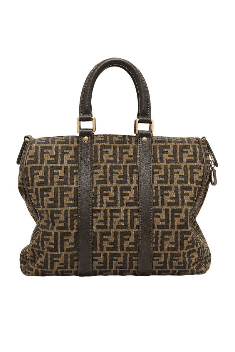 1980s Brown Canvas Handbag - Back View