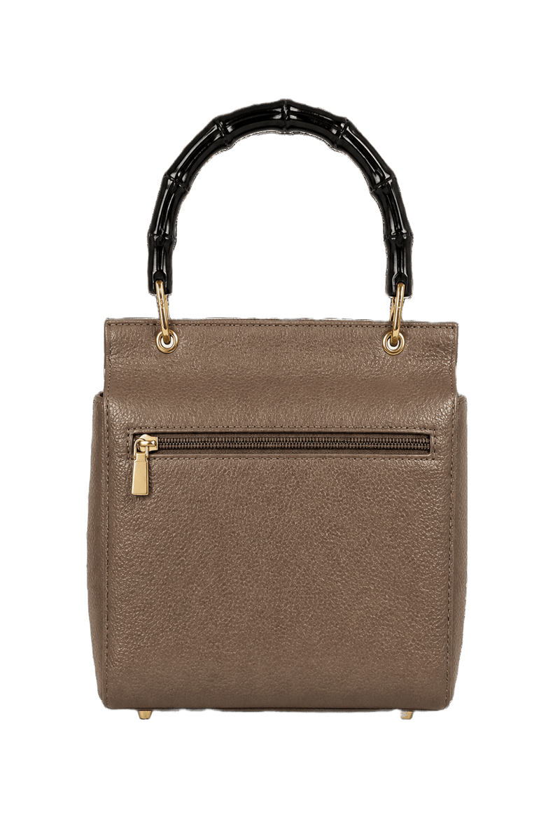 1980s Brown Leather Handbag - Back View