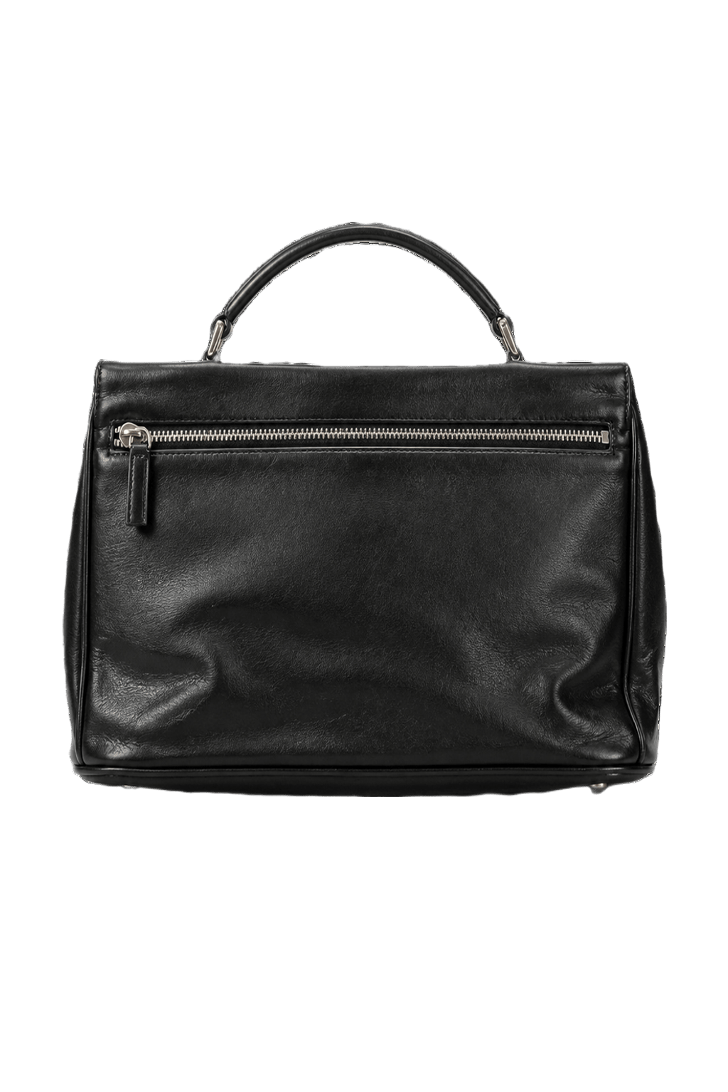 1980s Black Leather Handbag - Back View