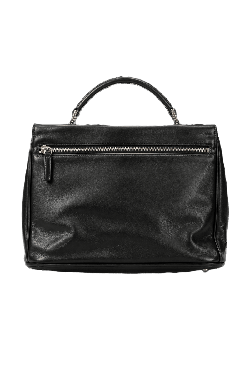 1980s Black Leather Handbag - Back View