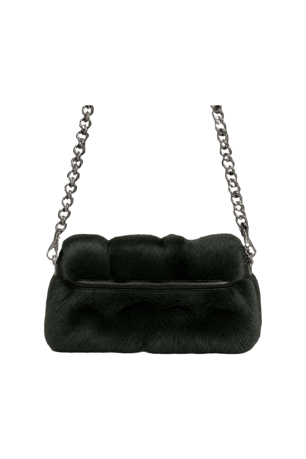 1980s Black Faux Fur Handbag - Back View