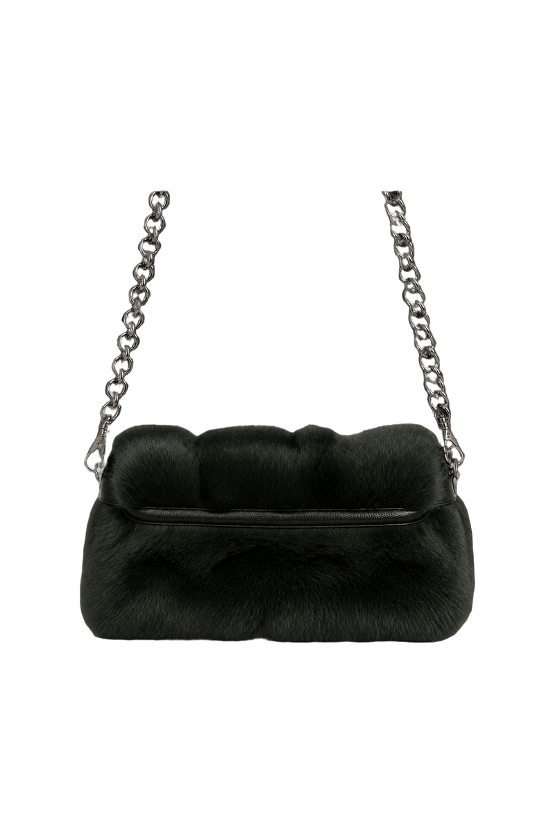 1980s Black Faux Fur Handbag - Back View