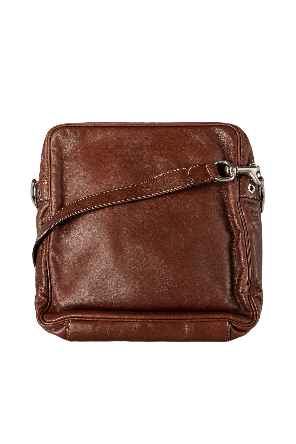 1980s Brown Leather Shoulder Bag - Back View