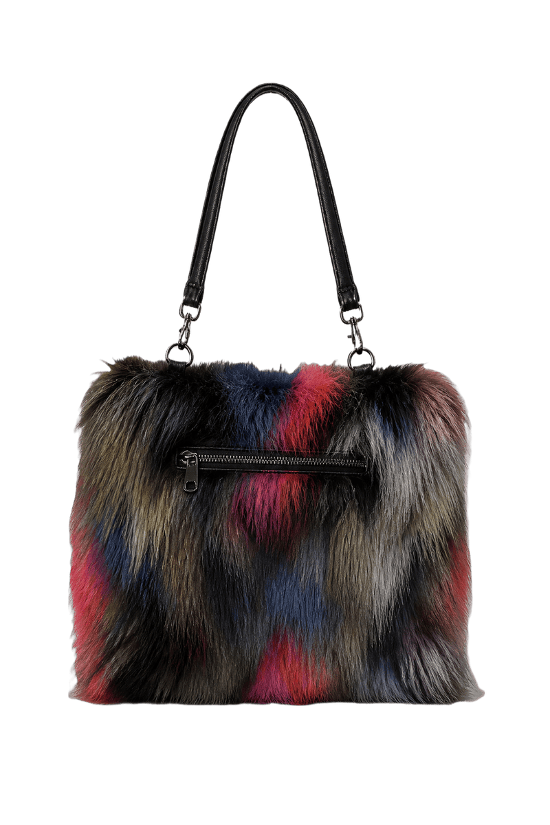 1980s Multicolor Faux Fur Shoulder Bag - Back View