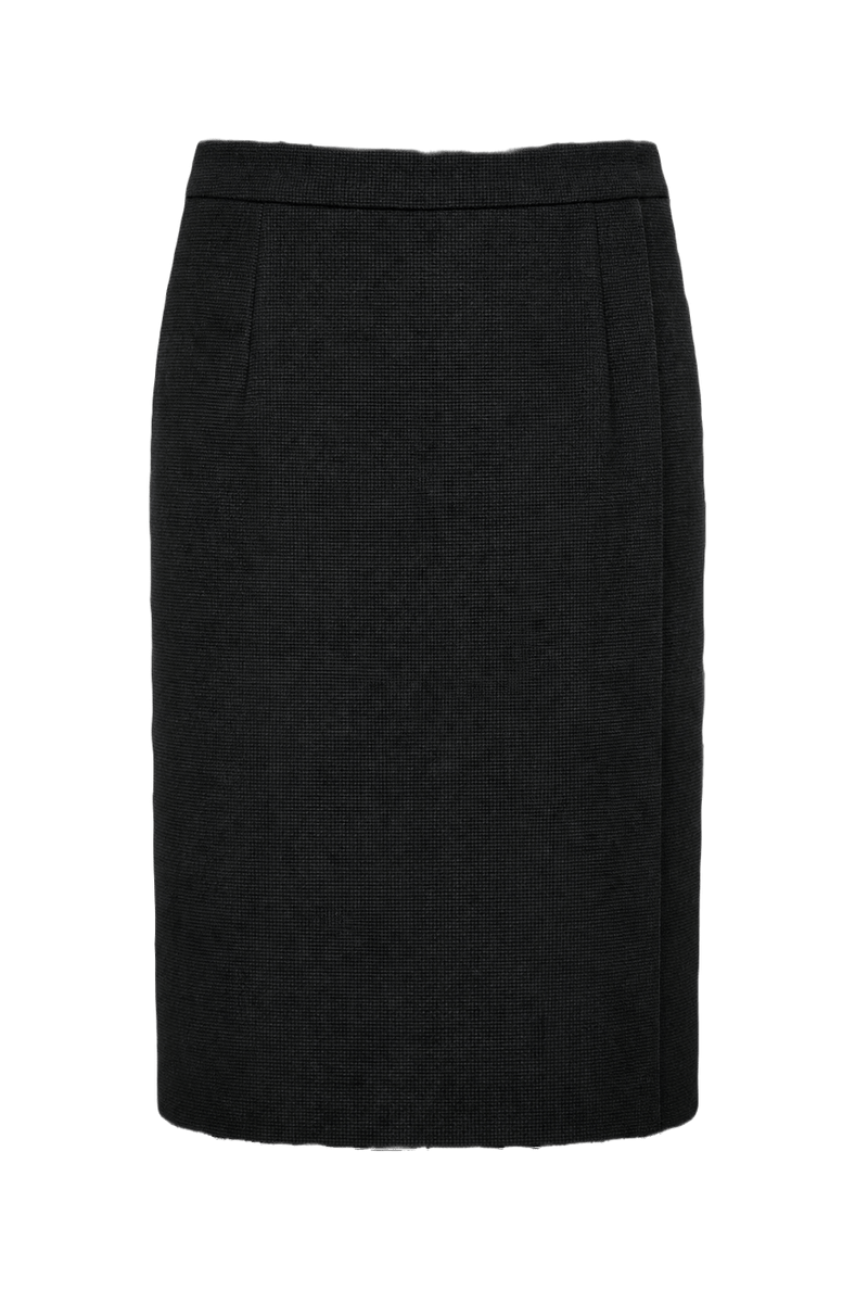 1980s Black Wool Skirt - Back View