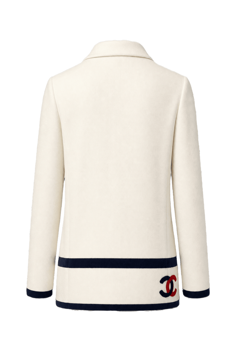 1980s Cream White Wool Blazer - Back View
