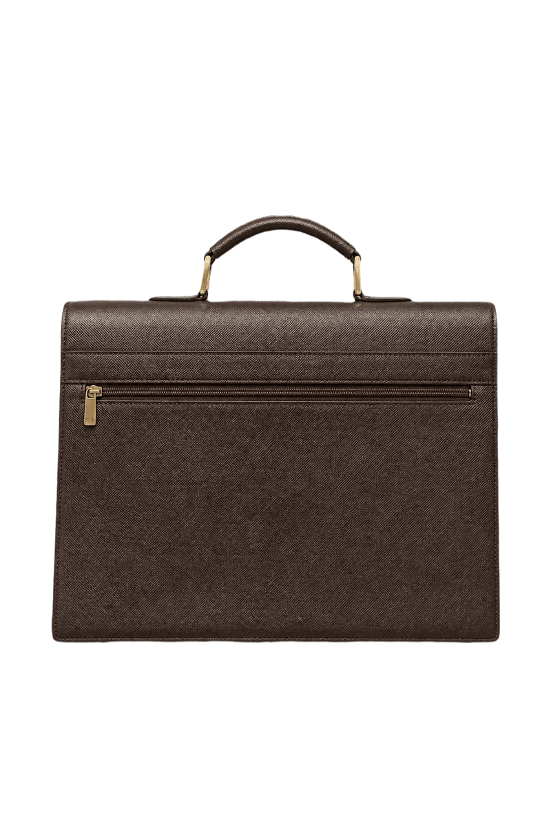 1980s Brown Leather Briefcase - Back View