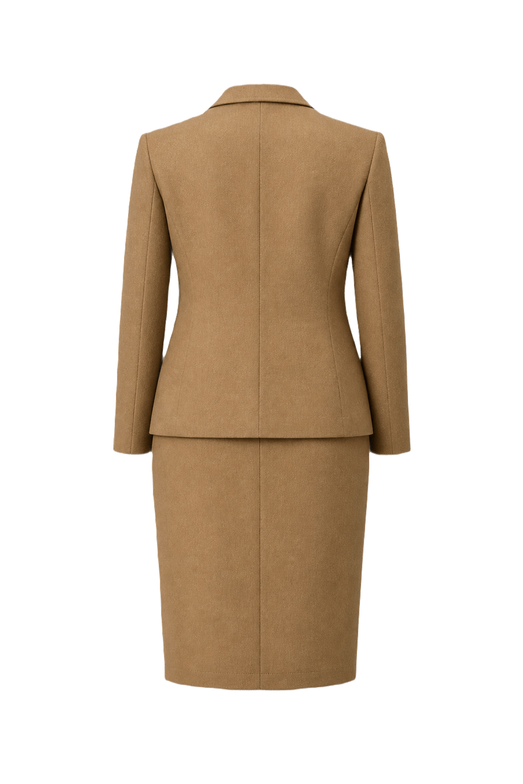 1980s Camel Brown Wool Skirt Suit - Back View