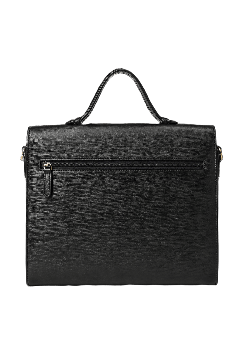 1980s Black Leather Handbag - Back View