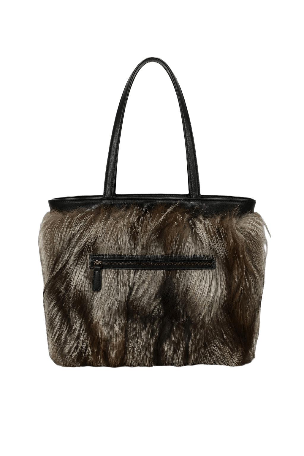 1980s Brown Fox Fur Handbag - Back View