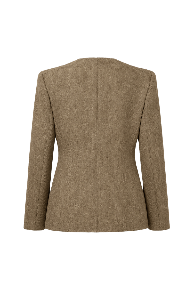 1980s Beige Wool Blazer - Back View