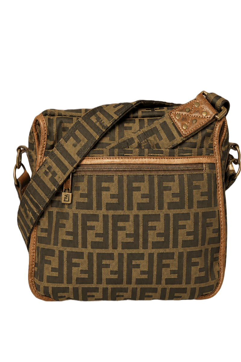 1980s Brown Canvas Shoulder Bag - Back View