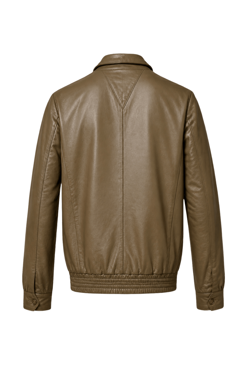 1980s Tan Leather Jacket - Back View