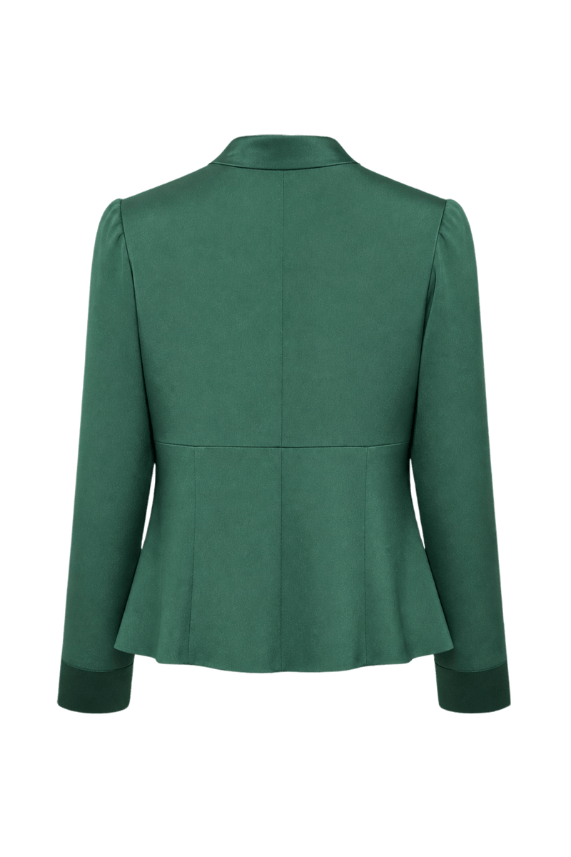 1980s Emerald Green Silk Jacket - Back View