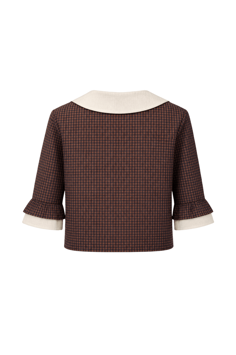 1960s Brown Cotton Blouse - Back View