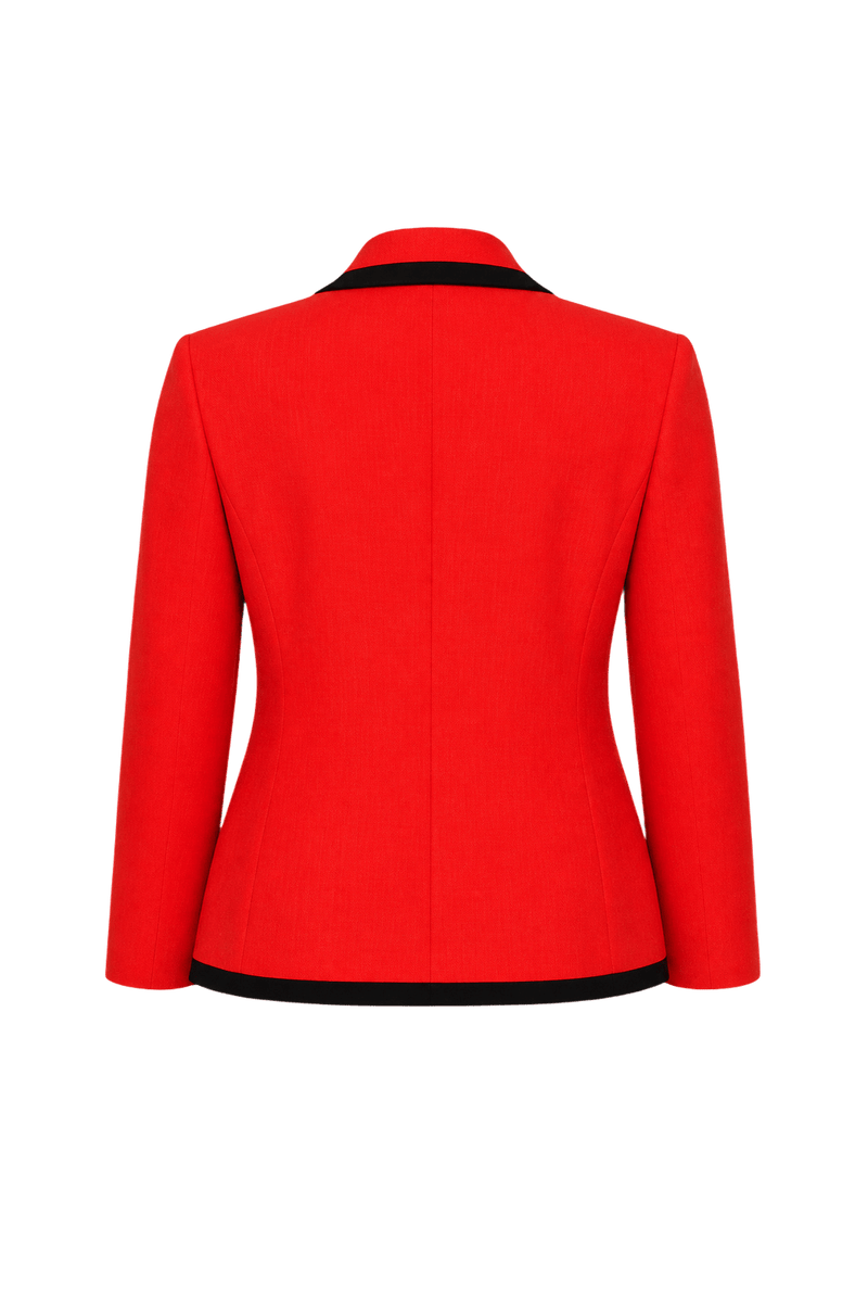 1980s Bright Red Synthetic Blazer - Back View