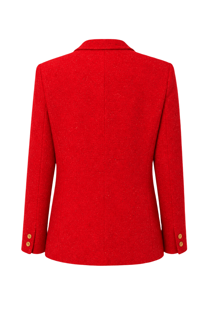 1980s Red Wool Blend Blazer - Back View