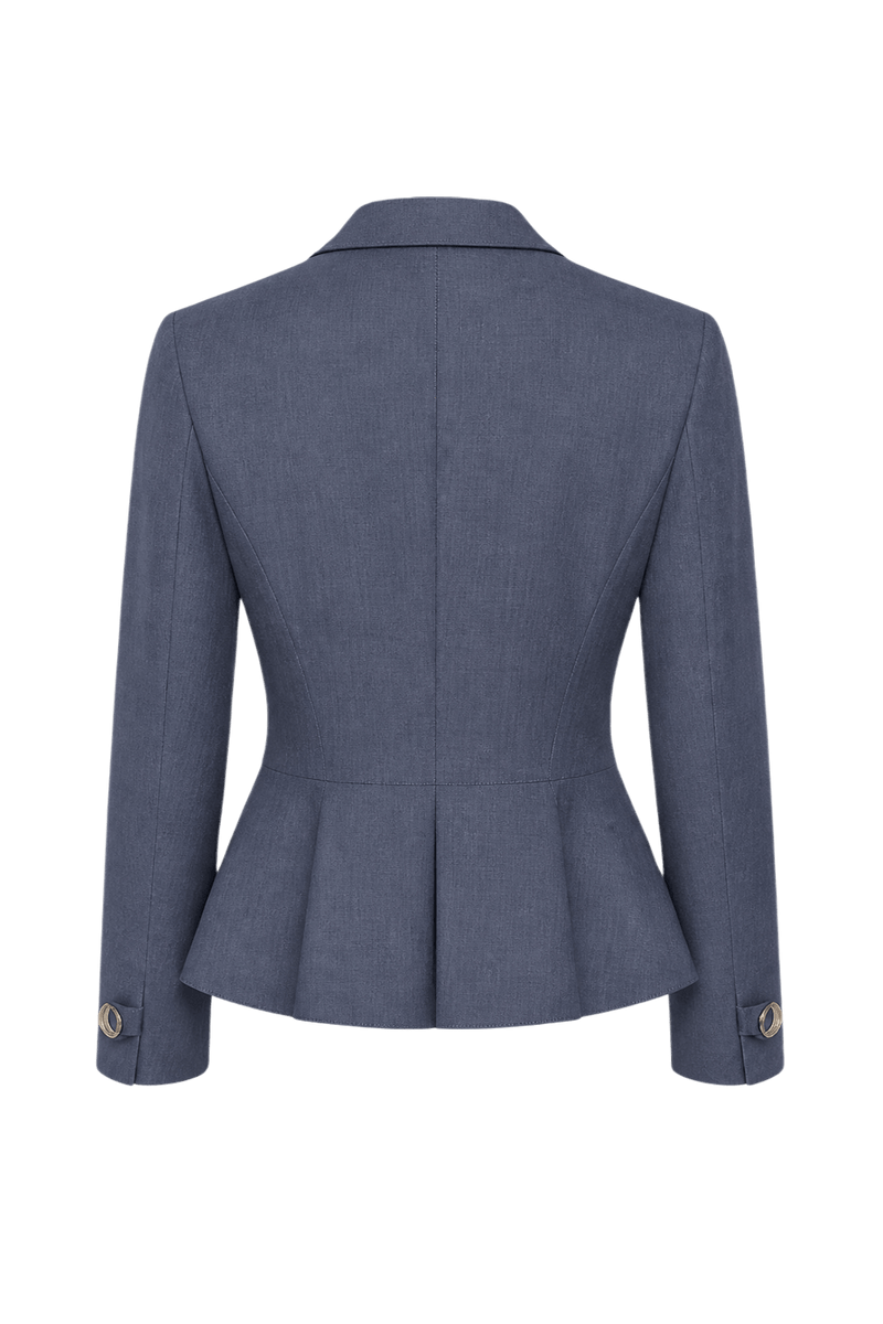 1990s Blue Wool Blend Blazer - Back View