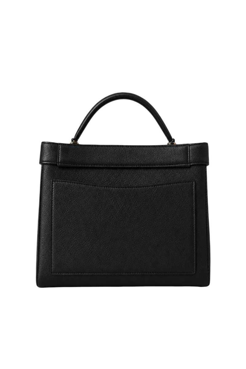 1990s Black Leather Handbag - Back View