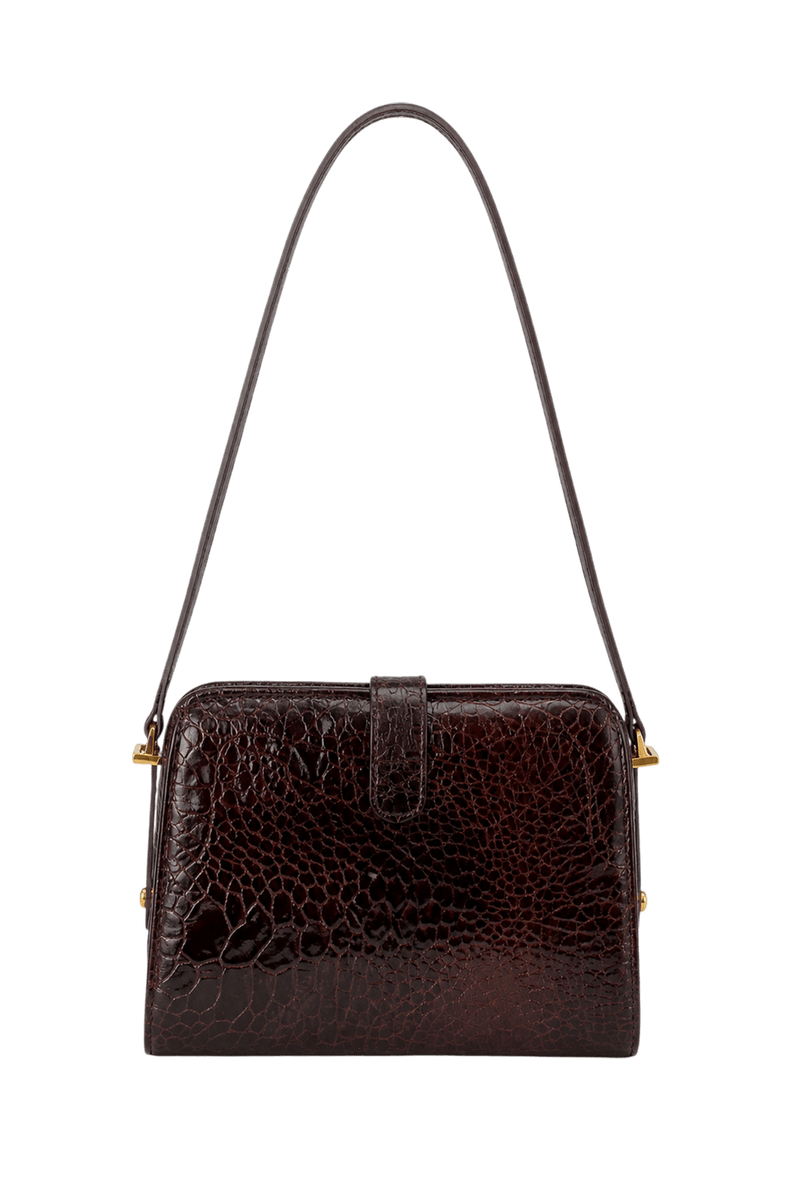 1990s Dark Brown Leather Handbag - Back View