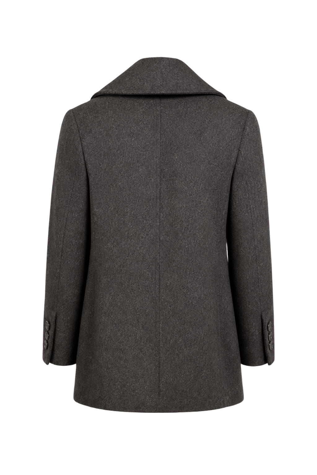 1970s Charcoal Grey Wool Coat - Back View