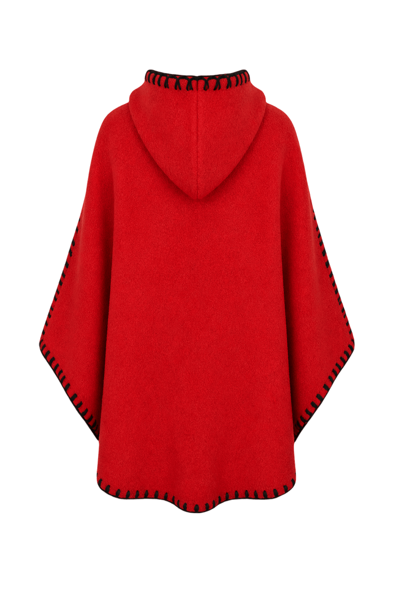 1970s Red Wool Cape - Back View