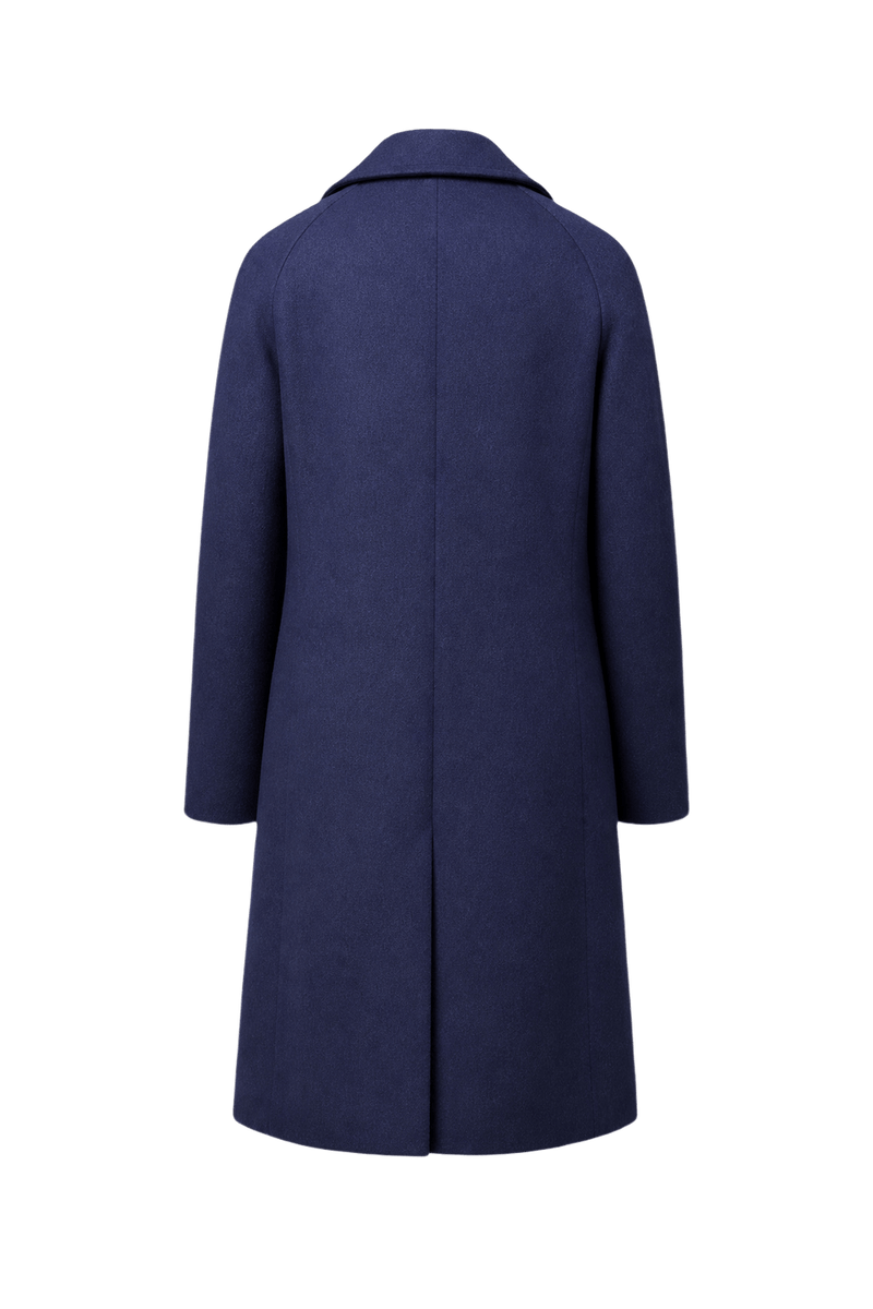 1980s Navy Blue Wool Coat - Back View