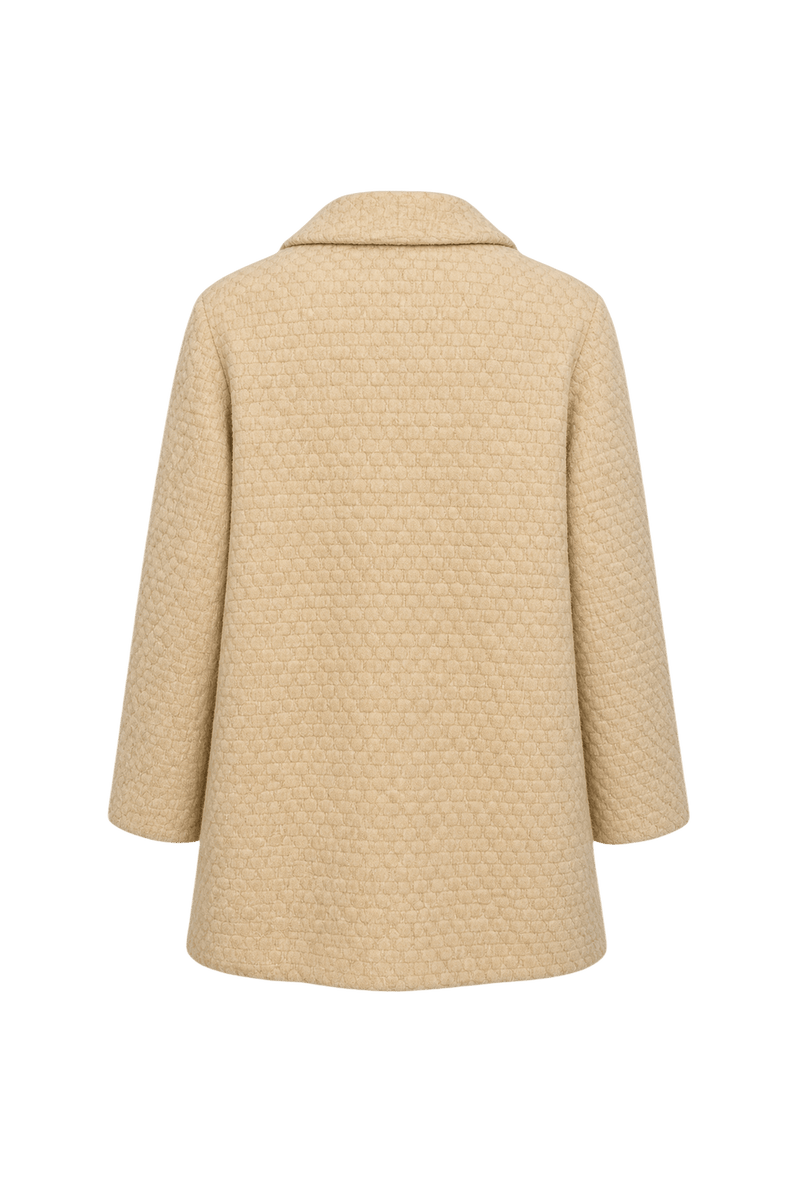 1970s Cream Wool Blend Coat - Back View