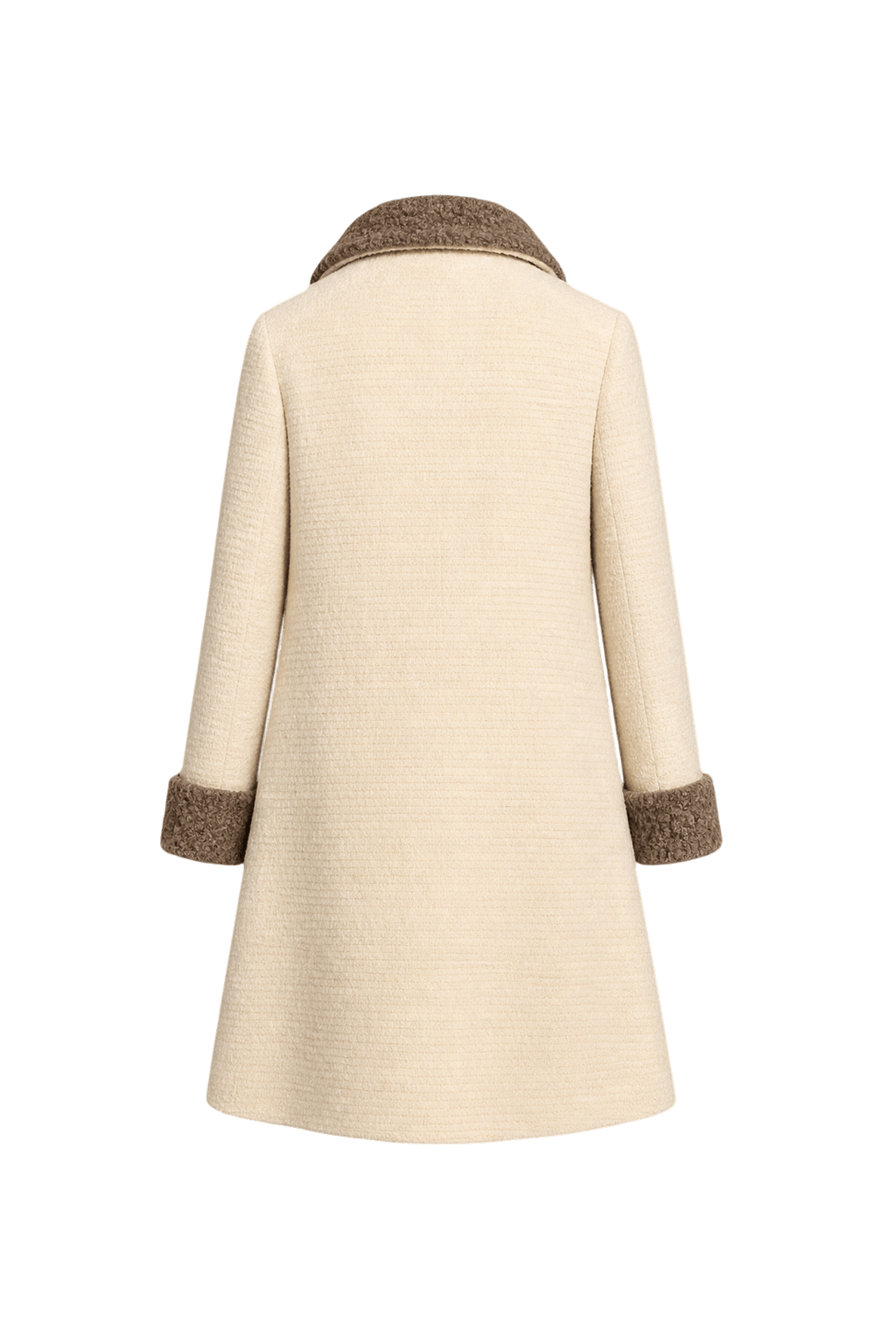 1950s Cream Wool Blend Coat - Back View