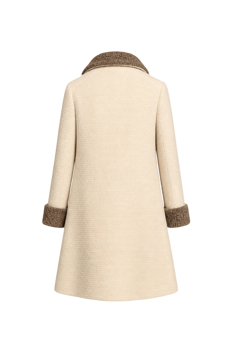 1950s Cream Wool Blend Coat - Back View